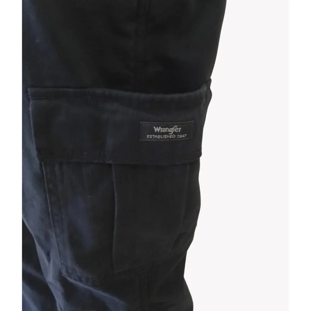 NWT Wrangler Five Star Relaxed Fit Cargo Pants Fleece Lined Black 34 x 32 - Picture 3 of 11